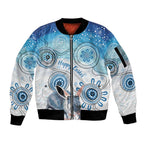 Australia Easter Indigenous Sleeve Zip Bomber Jacket Bilby Happy Easter