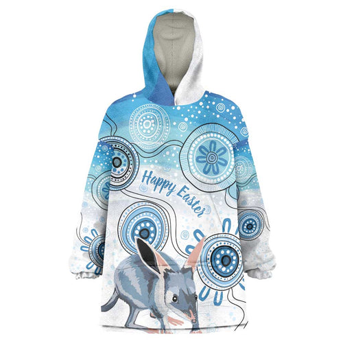 Australia Easter Indigenous Wearable Blanket Hoodie Bilby Happy Easter