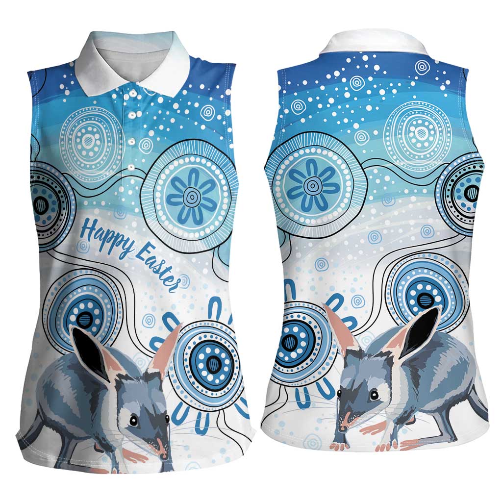 Australia Easter Indigenous Women Sleeveless Polo Shirt Bilby Happy Easter