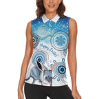 Australia Easter Indigenous Women Sleeveless Polo Shirt Bilby Happy Easter