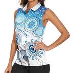 Australia Easter Indigenous Women Sleeveless Polo Shirt Bilby Happy Easter