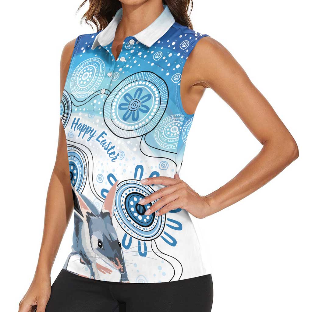 Australia Easter Indigenous Women Sleeveless Polo Shirt Bilby Happy Easter