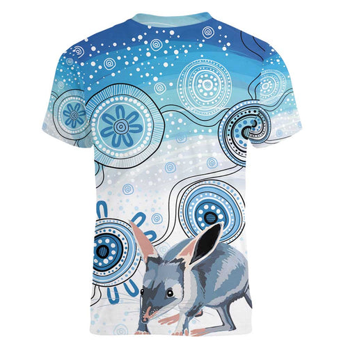 Australia Easter Indigenous Women V-Neck T-Shirt Bilby Happy Easter