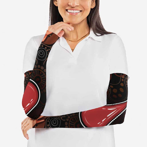 Australia Indigenous Leukemia Awareness Arm Sleeves Aboriginal Dot Arts - Aussie Hoodie