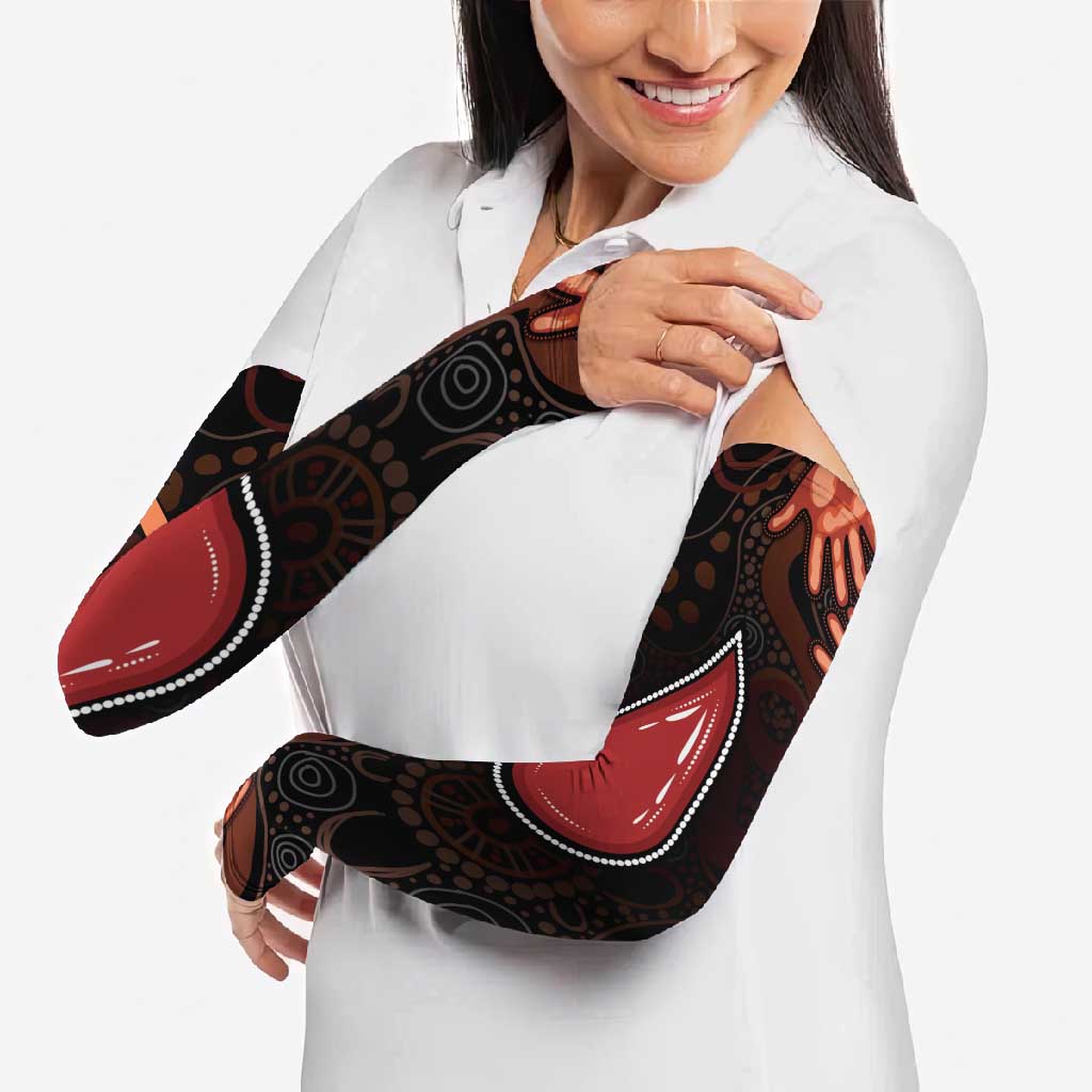 Australia Indigenous Leukemia Awareness Arm Sleeves Aboriginal Dot Arts - Aussie Hoodie