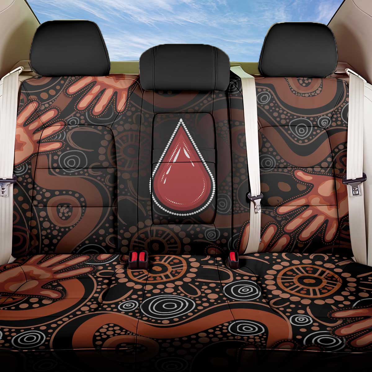 Australia Indigenous Leukemia Awareness Back Car Seat Cover Aboriginal Dot Arts - Aussie Hoodie