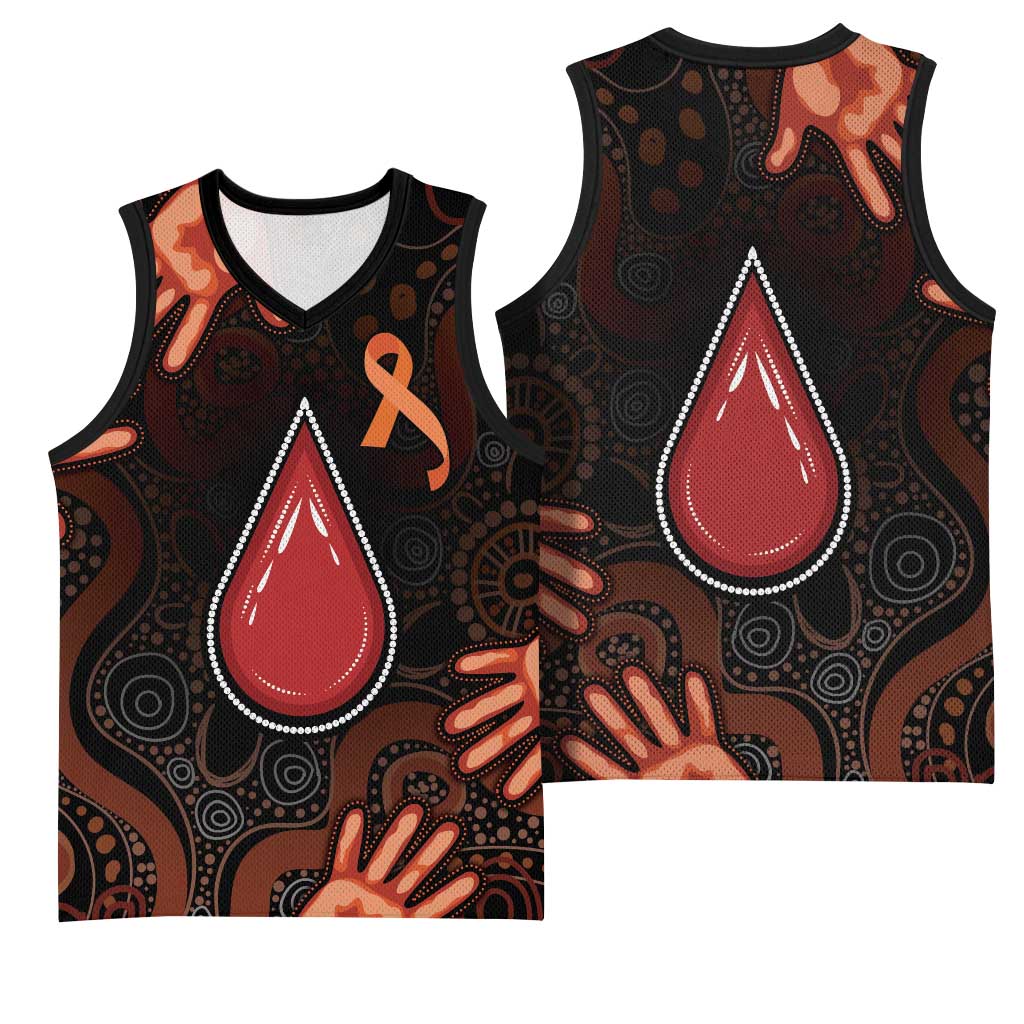 Australia Indigenous Leukemia Awareness Basketball Jersey Aboriginal Dot Arts - Aussie Hoodie