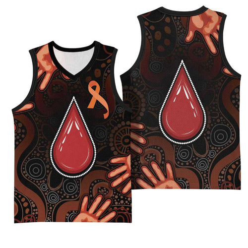 Australia Indigenous Leukemia Awareness Basketball Jersey Aboriginal Dot Arts - Aussie Hoodie