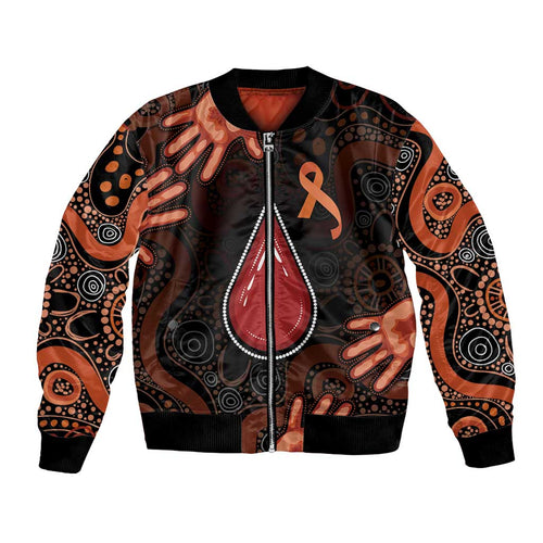 Australia Indigenous Leukemia Awareness Bomber Jacket Aboriginal Dot Arts - Aussie Hoodie