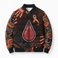 Australia Indigenous Leukemia Awareness Bomber Puffer Jacket Aboriginal Dot Arts - Aussie Hoodie