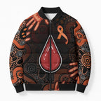 Australia Indigenous Leukemia Awareness Bomber Puffer Jacket Aboriginal Dot Arts - Aussie Hoodie