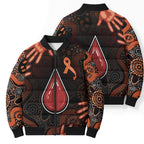 Australia Indigenous Leukemia Awareness Bomber Puffer Jacket Aboriginal Dot Arts - Aussie Hoodie