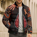 Australia Indigenous Leukemia Awareness Bomber Puffer Jacket Aboriginal Dot Arts - Aussie Hoodie
