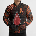 Australia Indigenous Leukemia Awareness Bomber Puffer Jacket Aboriginal Dot Arts - Aussie Hoodie