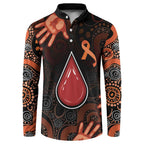 Australia Indigenous Leukemia Awareness Button Sweatshirt Aboriginal Dot Arts - Aussie Hoodie