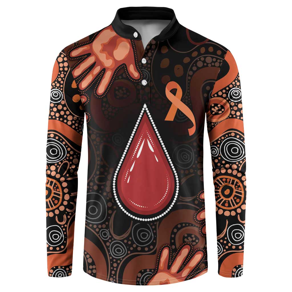 Australia Indigenous Leukemia Awareness Button Sweatshirt Aboriginal Dot Arts - Aussie Hoodie