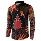 Australia Indigenous Leukemia Awareness Button Sweatshirt Aboriginal Dot Arts - Aussie Hoodie