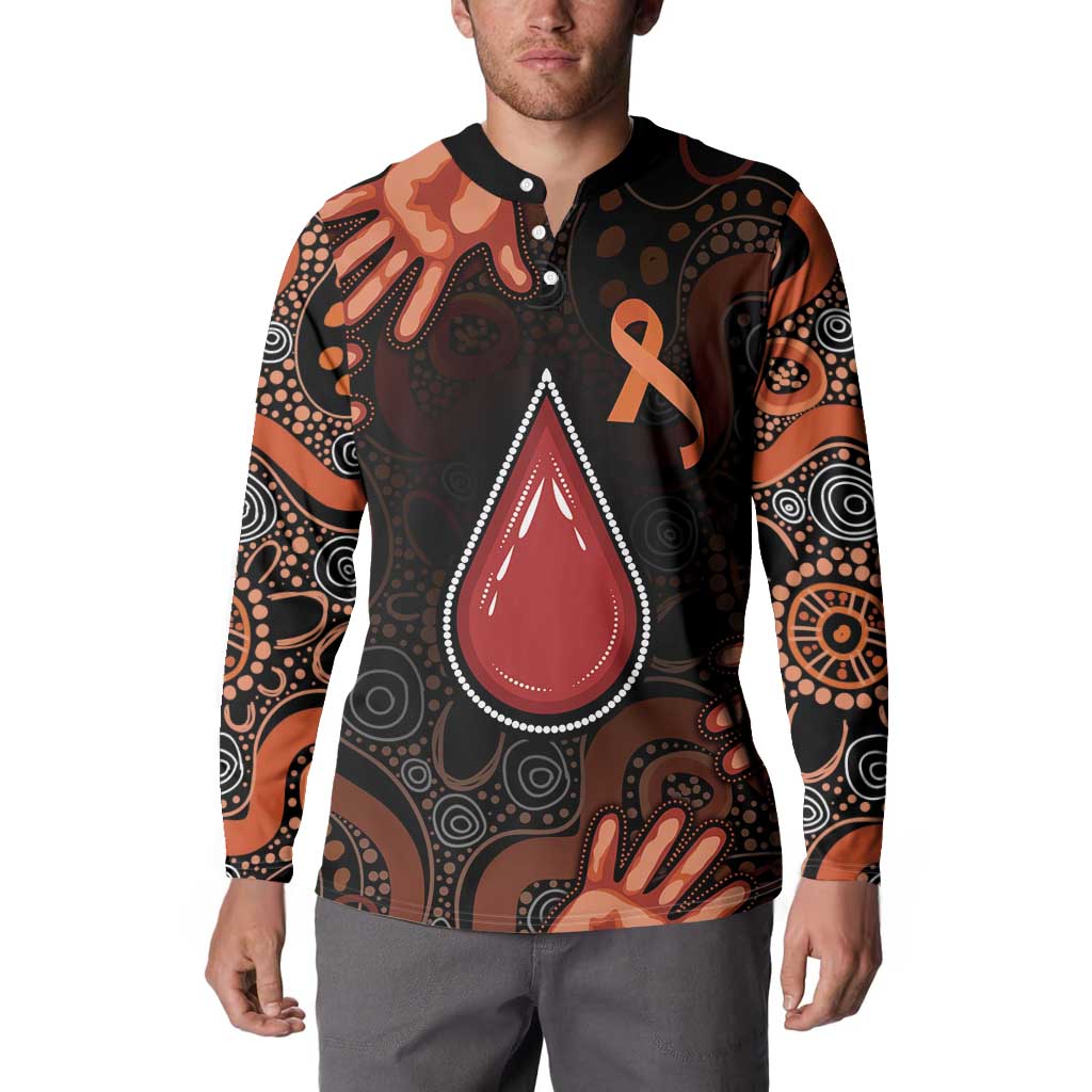 Australia Indigenous Leukemia Awareness Button Sweatshirt Aboriginal Dot Arts - Aussie Hoodie