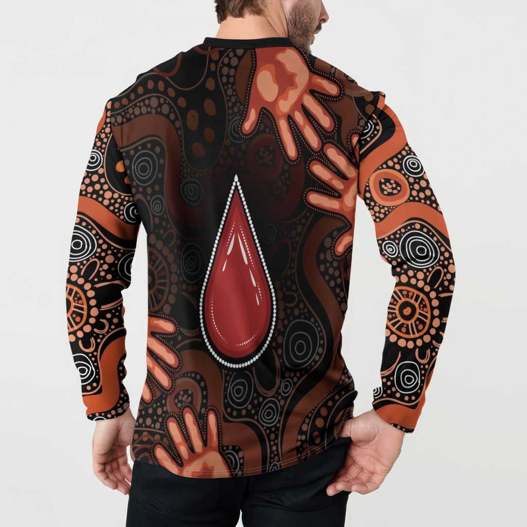 Australia Indigenous Leukemia Awareness Button Sweatshirt Aboriginal Dot Arts - Aussie Hoodie
