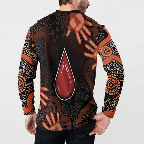 Australia Indigenous Leukemia Awareness Button Sweatshirt Aboriginal Dot Arts - Aussie Hoodie