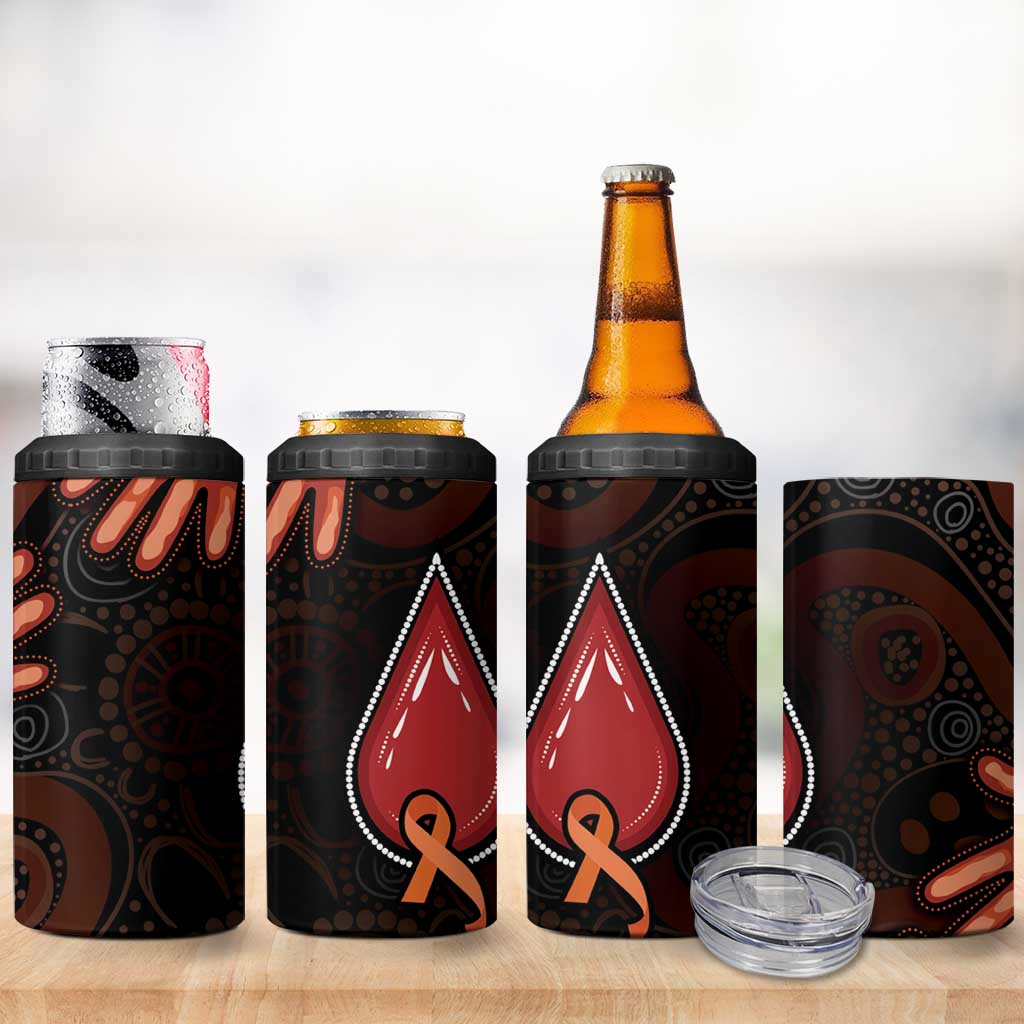Australia Indigenous Leukemia Awareness 4 in 1 Can Cooler Tumbler Aboriginal Dot Arts - Aussie Hoodie