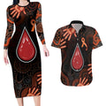 Australia Indigenous Leukemia Awareness Couples Matching Long Sleeve Bodycon Dress and Hawaiian Shirt Aboriginal Dot Arts - Aussie Hoodie