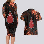 Australia Indigenous Leukemia Awareness Couples Matching Long Sleeve Bodycon Dress and Hawaiian Shirt Aboriginal Dot Arts - Aussie Hoodie
