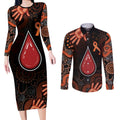 Australia Indigenous Leukemia Awareness Couples Matching Long Sleeve Bodycon Dress and Long Sleeve Button Shirt Aboriginal Dot Arts - Aussie Hoodie