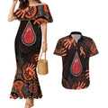 Australia Indigenous Leukemia Awareness Couples Matching Mermaid Dress and Hawaiian Shirt Aboriginal Dot Arts - Aussie Hoodie
