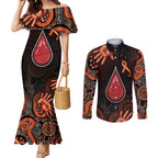 Australia Indigenous Leukemia Awareness Couples Matching Mermaid Dress and Long Sleeve Button Shirt Aboriginal Dot Arts - Aussie Hoodie