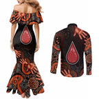 Australia Indigenous Leukemia Awareness Couples Matching Mermaid Dress and Long Sleeve Button Shirt Aboriginal Dot Arts - Aussie Hoodie