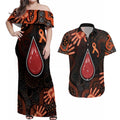 Australia Indigenous Leukemia Awareness Couples Matching Off Shoulder Maxi Dress and Hawaiian Shirt Aboriginal Dot Arts - Aussie Hoodie