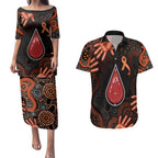 Australia Indigenous Leukemia Awareness Couples Matching Puletasi and Hawaiian Shirt Aboriginal Dot Arts - Aussie Hoodie