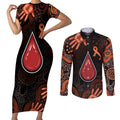 Australia Indigenous Leukemia Awareness Couples Matching Short Sleeve Bodycon Dress and Long Sleeve Button Shirt Aboriginal Dot Arts - Aussie Hoodie