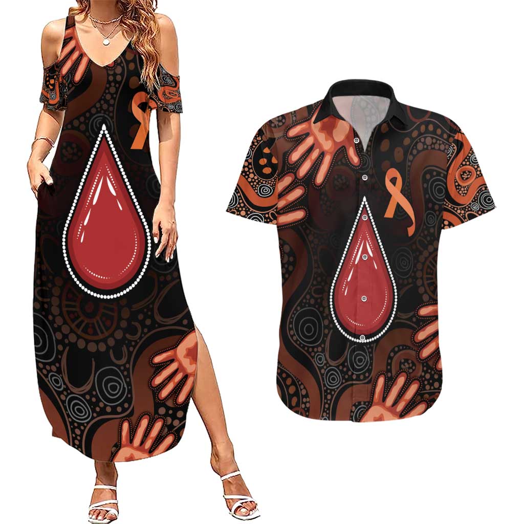 Australia Indigenous Leukemia Awareness Couples Matching Summer Maxi Dress and Hawaiian Shirt Aboriginal Dot Arts - Aussie Hoodie