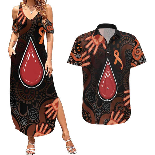 Australia Indigenous Leukemia Awareness Couples Matching Summer Maxi Dress and Hawaiian Shirt Aboriginal Dot Arts - Aussie Hoodie
