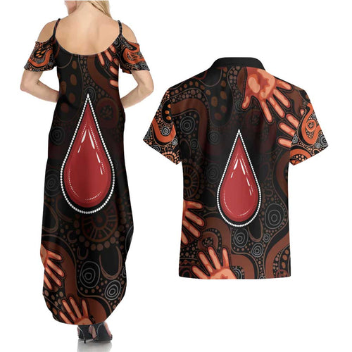 Australia Indigenous Leukemia Awareness Couples Matching Summer Maxi Dress and Hawaiian Shirt Aboriginal Dot Arts - Aussie Hoodie