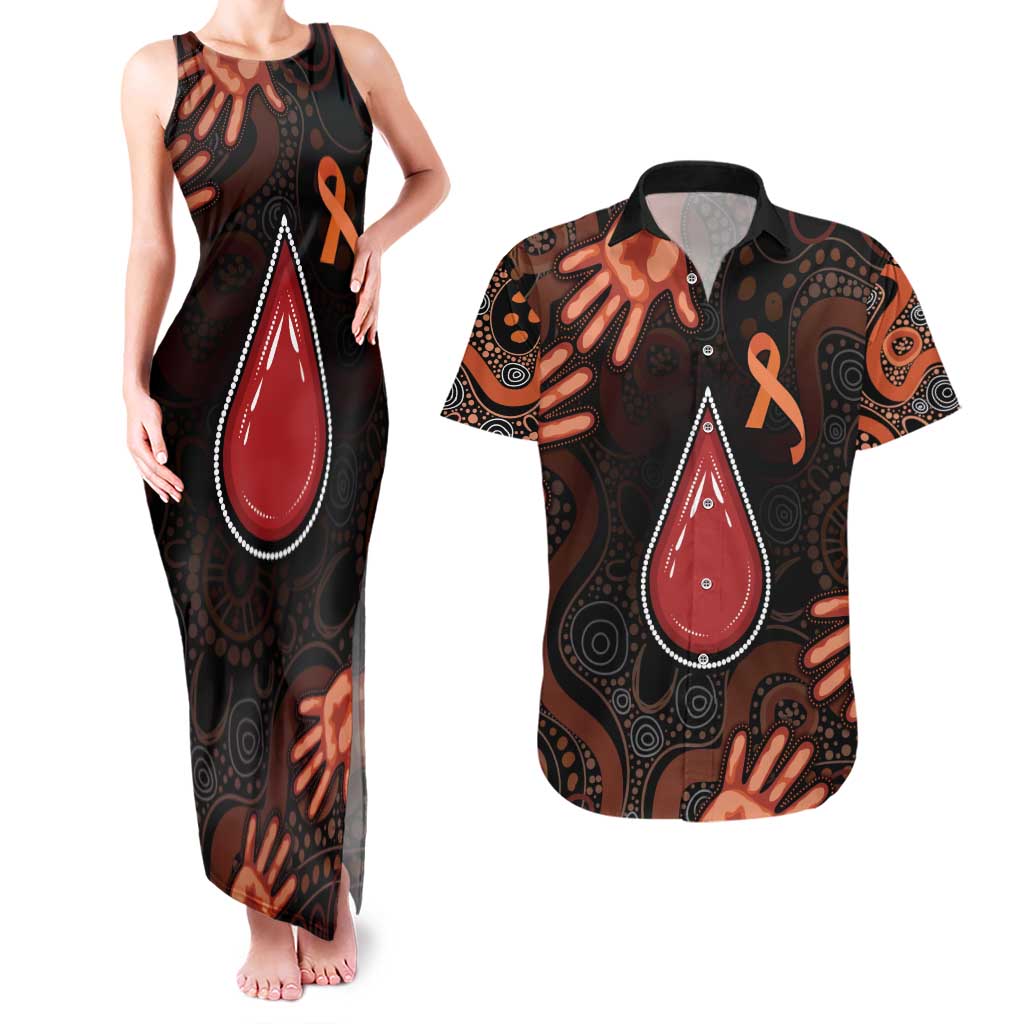 Australia Indigenous Leukemia Awareness Couples Matching Tank Maxi Dress and Hawaiian Shirt Aboriginal Dot Arts - Aussie Hoodie