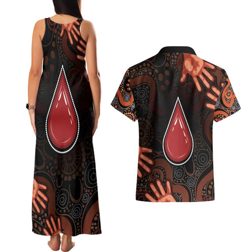 Australia Indigenous Leukemia Awareness Couples Matching Tank Maxi Dress and Hawaiian Shirt Aboriginal Dot Arts - Aussie Hoodie