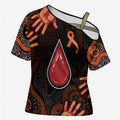 Australia Indigenous Leukemia Awareness Cross Shoulder Shirt Aboriginal Dot Arts - Aussie Hoodie