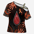 Australia Indigenous Leukemia Awareness Cross Shoulder Shirt Aboriginal Dot Arts - Aussie Hoodie