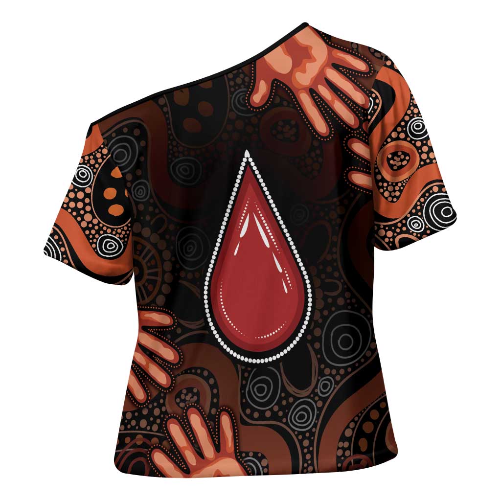 Australia Indigenous Leukemia Awareness Cross Shoulder Shirt Aboriginal Dot Arts - Aussie Hoodie