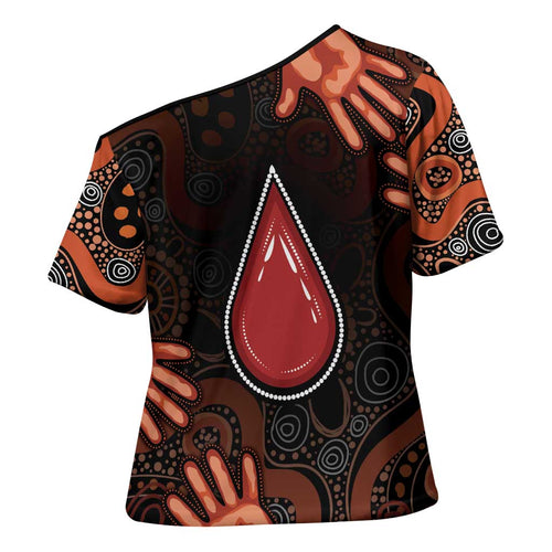 Australia Indigenous Leukemia Awareness Cross Shoulder Shirt Aboriginal Dot Arts - Aussie Hoodie