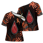 Australia Indigenous Leukemia Awareness Cross Shoulder Shirt Aboriginal Dot Arts - Aussie Hoodie