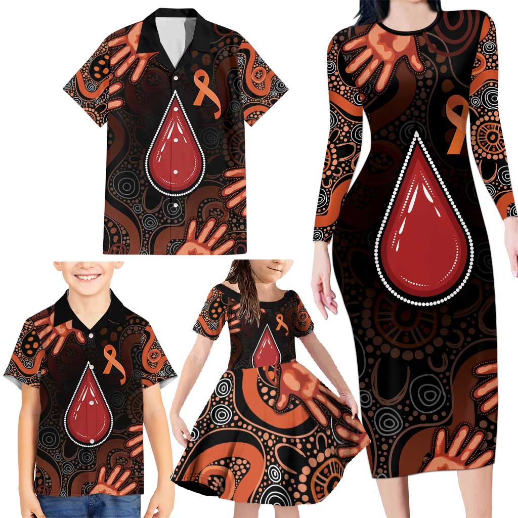 Australia Indigenous Leukemia Awareness Family Matching Long Sleeve Bodycon Dress and Hawaiian Shirt Aboriginal Dot Arts - Aussie Hoodie