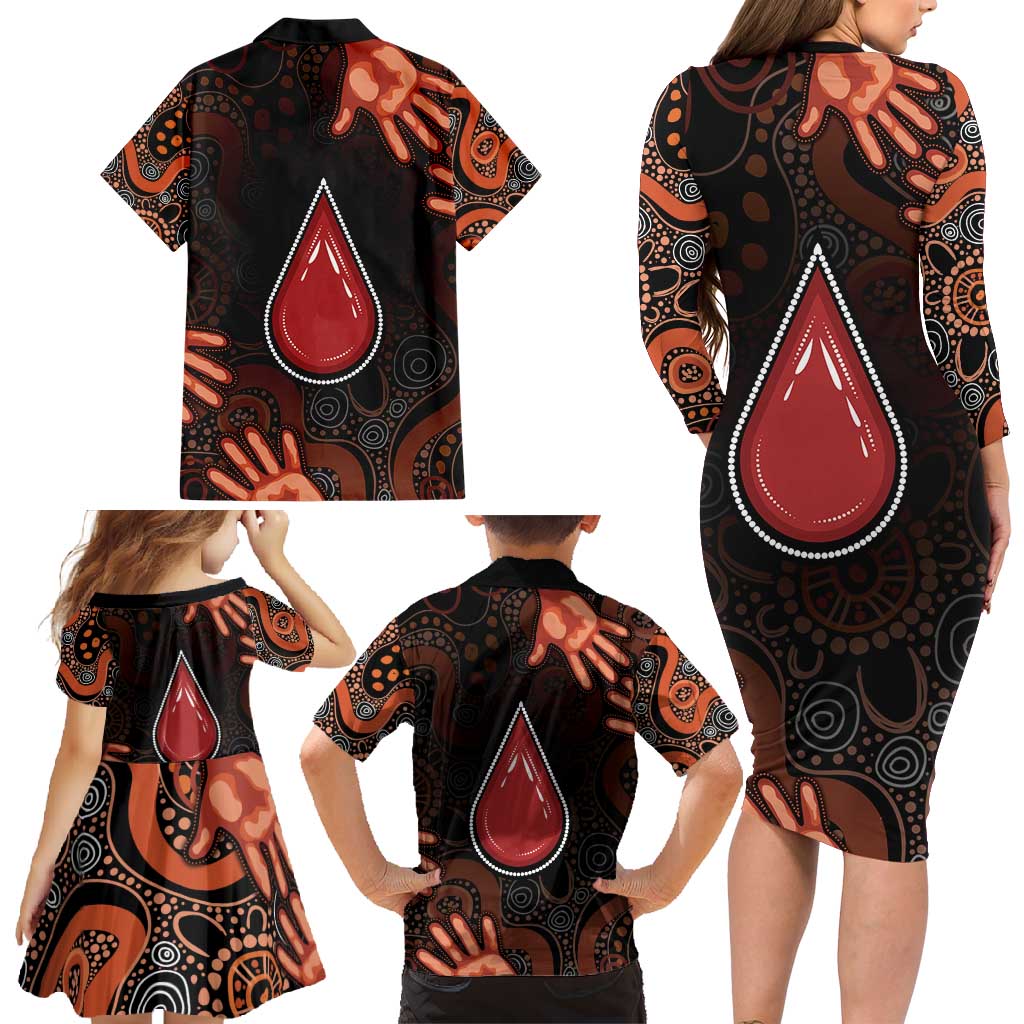 Australia Indigenous Leukemia Awareness Family Matching Long Sleeve Bodycon Dress and Hawaiian Shirt Aboriginal Dot Arts - Aussie Hoodie