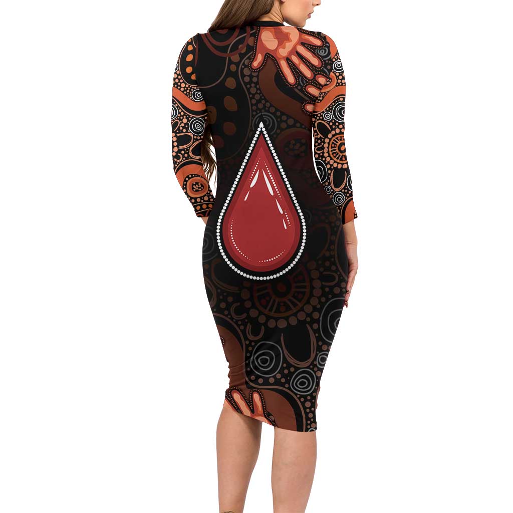Australia Indigenous Leukemia Awareness Family Matching Long Sleeve Bodycon Dress and Hawaiian Shirt Aboriginal Dot Arts - Aussie Hoodie