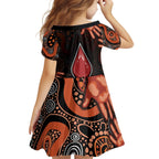 Australia Indigenous Leukemia Awareness Family Matching Off The Shoulder Long Sleeve Dress and Hawaiian Shirt Aboriginal Dot Arts - Aussie Hoodie