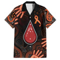 Australia Indigenous Leukemia Awareness Family Matching Off The Shoulder Long Sleeve Dress and Hawaiian Shirt Aboriginal Dot Arts - Aussie Hoodie