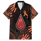 Australia Indigenous Leukemia Awareness Family Matching Off The Shoulder Long Sleeve Dress and Hawaiian Shirt Aboriginal Dot Arts - Aussie Hoodie